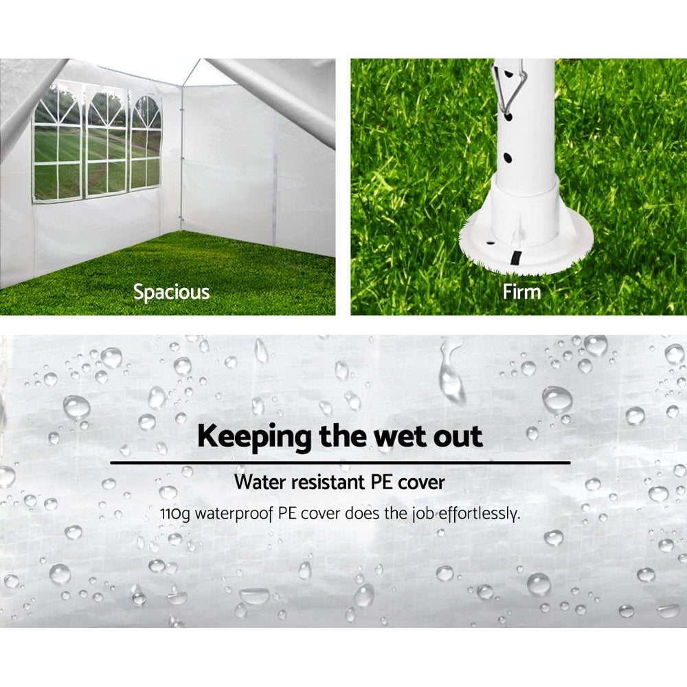 Instahut Gazebo 3x3m Marquee Wedding Party Tent Outdoor Camping Side Wall Canopy Window Panel White 5