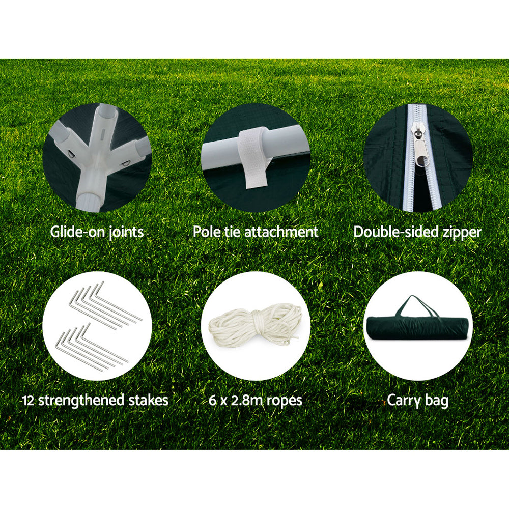 Instahut Gazebo 3x6m Marquee Wedding Party Tent Outdoor Camping Side Wall Canopy 4 Panel Green 6