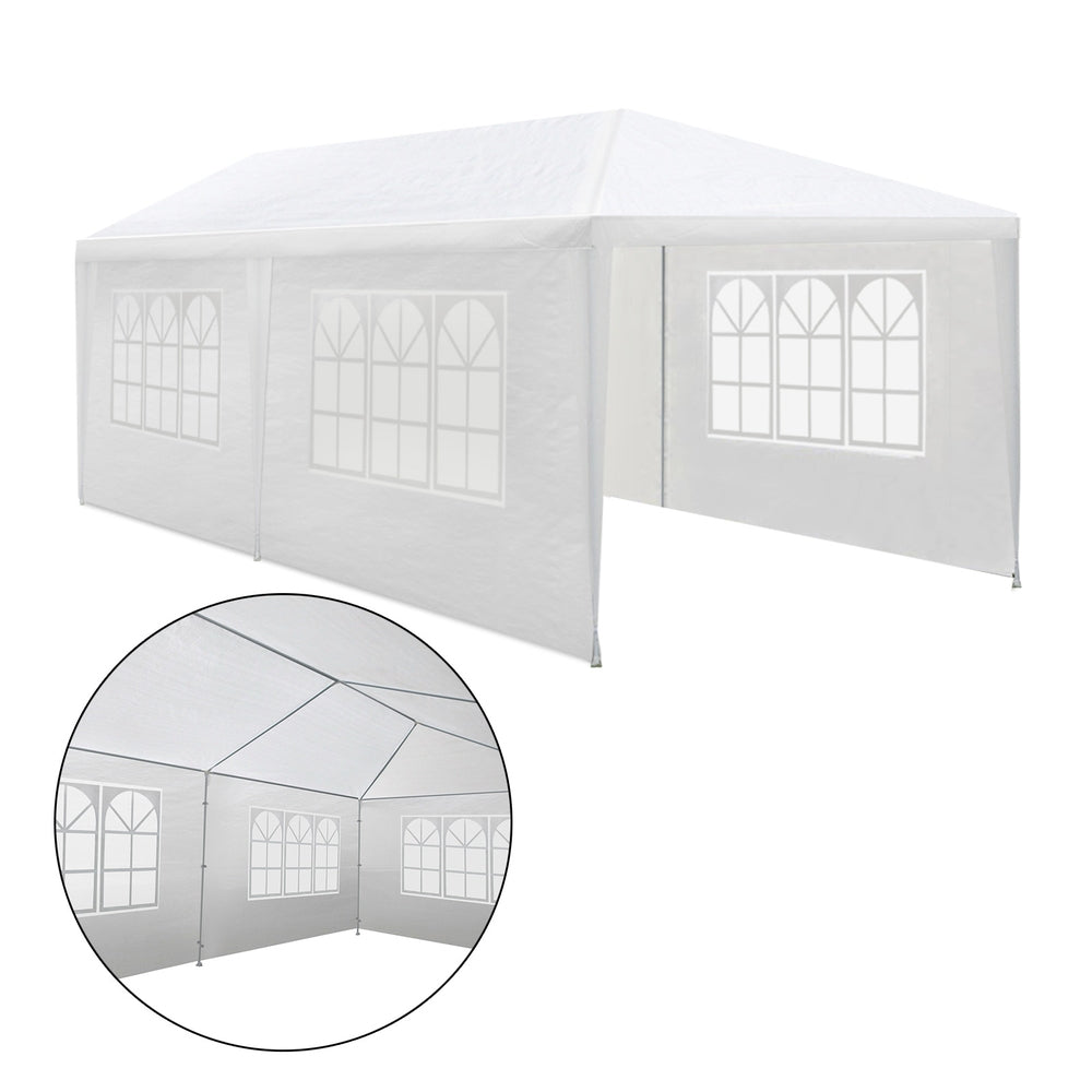 Instahut Gazebo 3x6m Marquee Wedding Party Tent Outdoor Camping Side Wall Canopy 4 Panel White 3