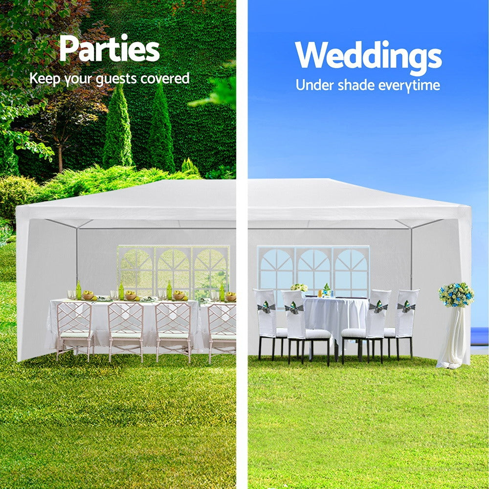 Instahut Gazebo 3x6m Marquee Wedding Party Tent Outdoor Camping Side Wall Canopy 6 Panel White 4