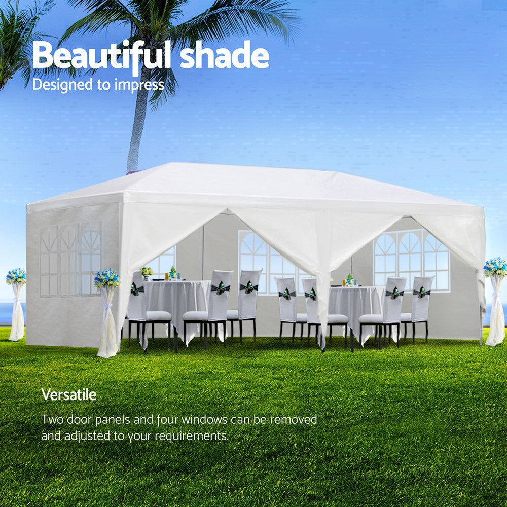 Instahut Gazebo 3x6m Marquee Wedding Party Tent Outdoor Camping Side Wall Canopy 6 Panel White 5
