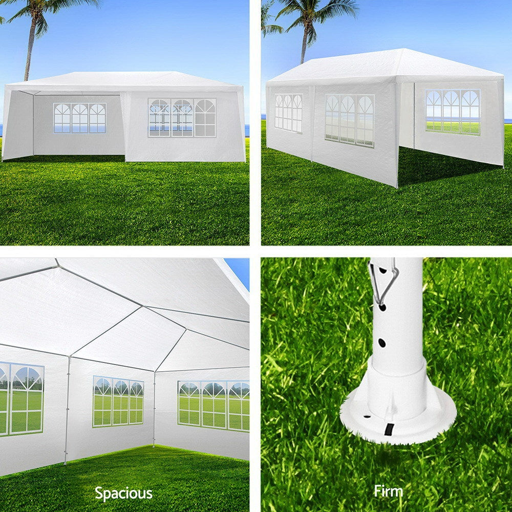 Instahut Gazebo 3x6m Marquee Wedding Party Tent Outdoor Camping Side Wall Canopy 6 Panel White 6