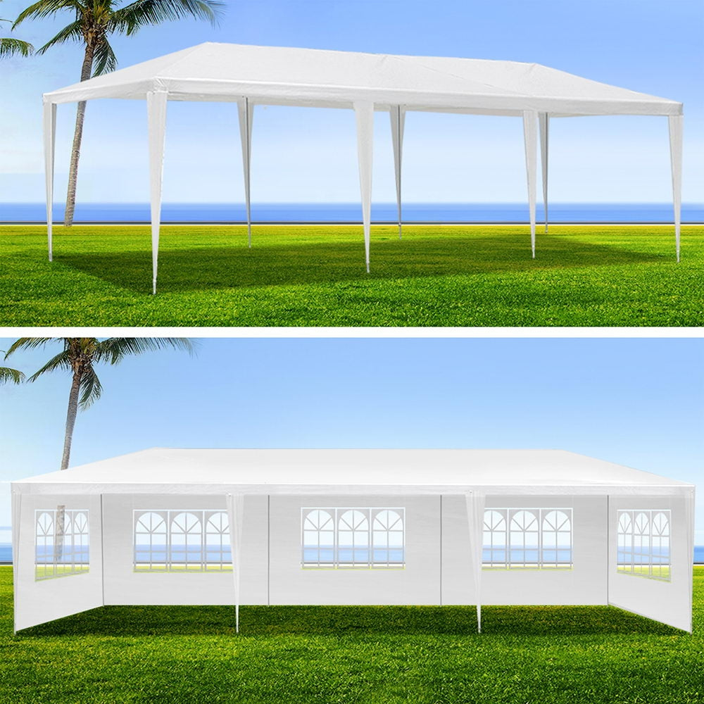 Instahut Gazebo 3x9m Marquee Wedding Party Tent Outdoor Camping Side Wall Canopy 5 Panel White 5