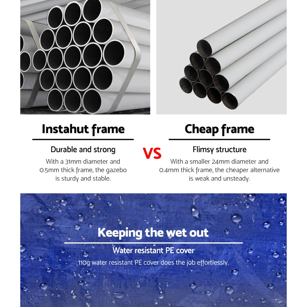 Instahut Gazebo 3x9m Marquee Wedding Party Tent Outdoor Camping Side Wall Canopy 8 Panel Blue 4