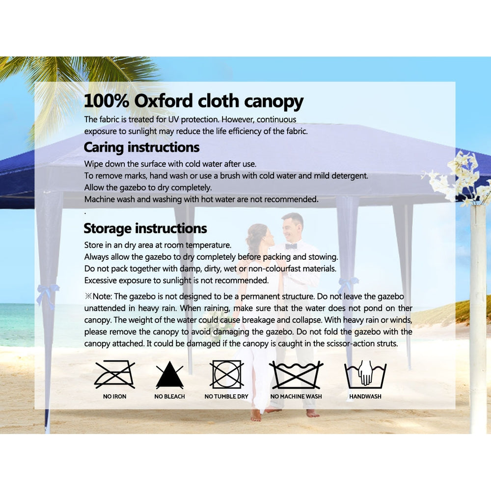 Instahut Gazebo 3x9m Marquee Wedding Party Tent Outdoor Camping Side Wall Canopy 8 Panel Blue 6