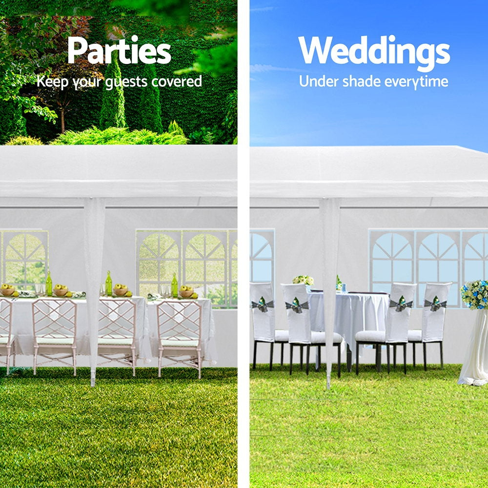 Instahut Gazebo 3x9m Marquee Wedding Party Tent Outdoor Camping Side Wall Canopy 8 Panel White 3