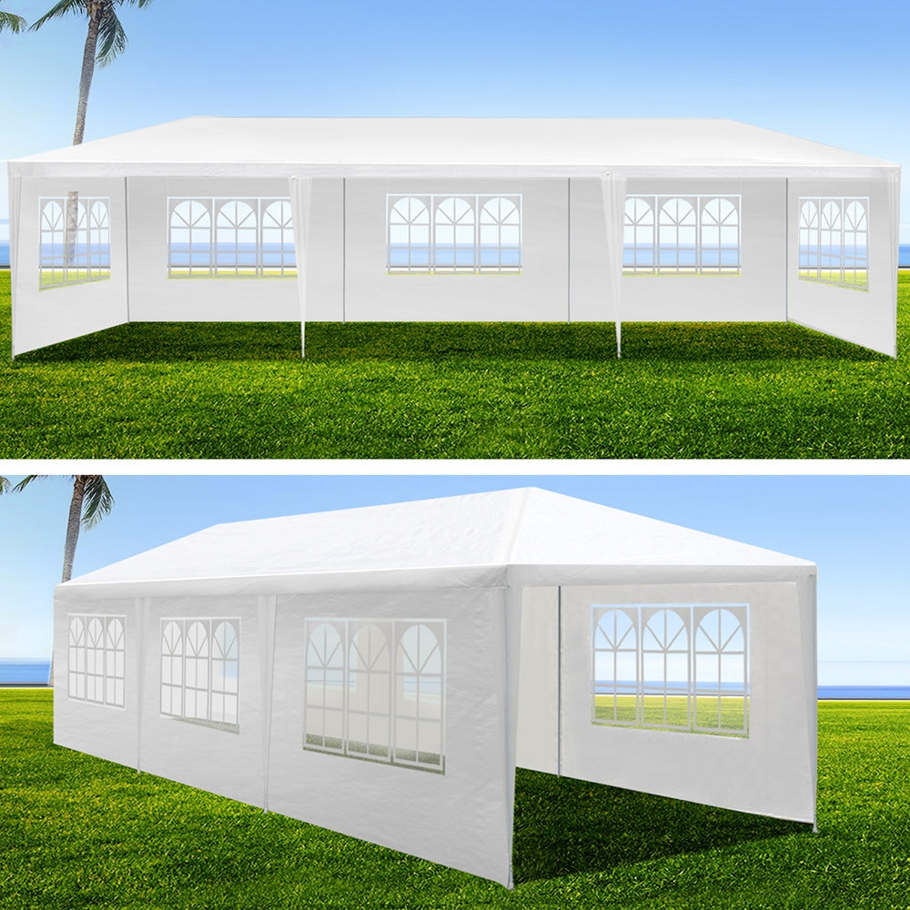 Instahut Gazebo 3x9m Marquee Wedding Party Tent Outdoor Camping Side Wall Canopy 8 Panel White 4