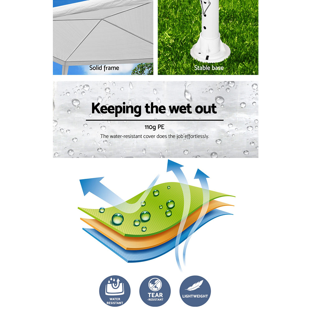 Instahut Gazebo 3x3m Wedding Party Marquee Tent Outdoor Event Camping Canopy Shade White 5