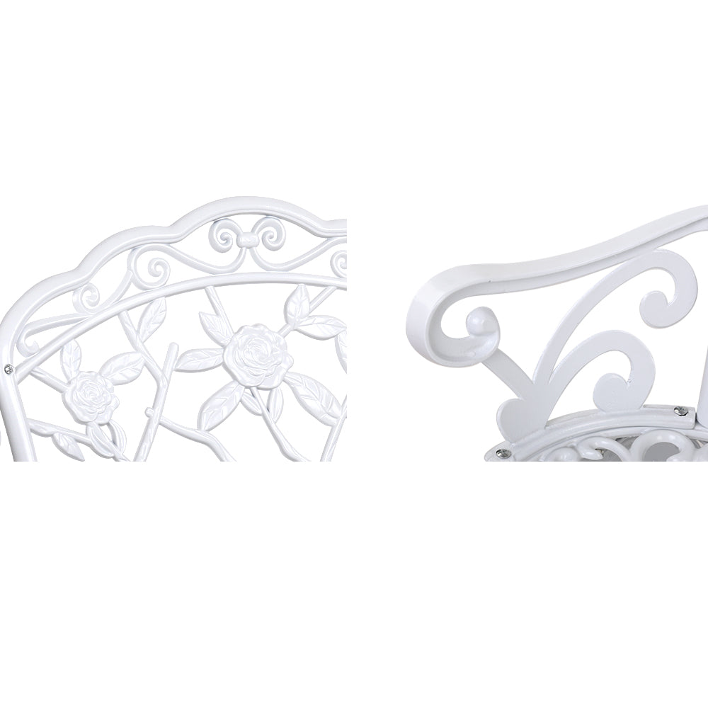 Gardeon Outdoor Garden Bench Seat 100cm Cast Aluminium Outdoor Patio Chair Vintage White 3