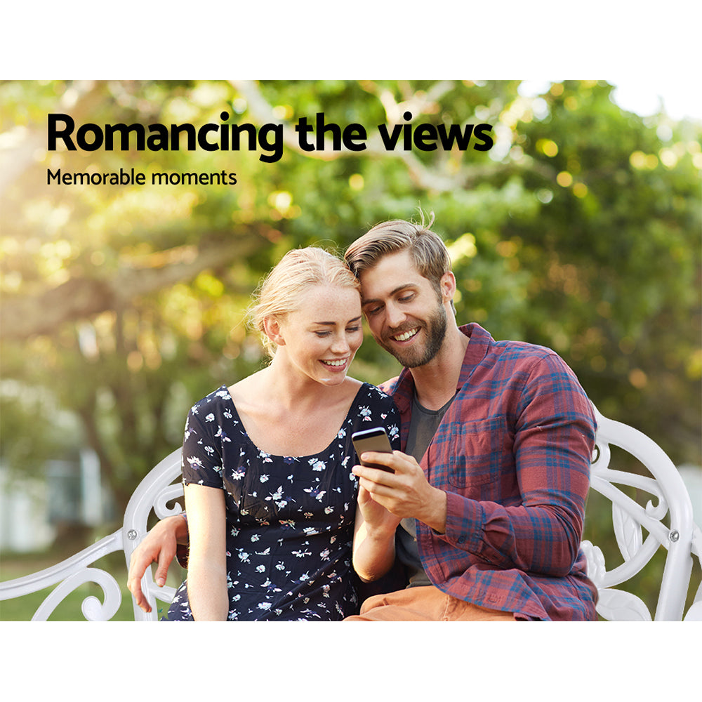 Gardeon Outdoor Garden Bench Seat 100cm Cast Aluminium Outdoor Patio Chair Vintage White 6