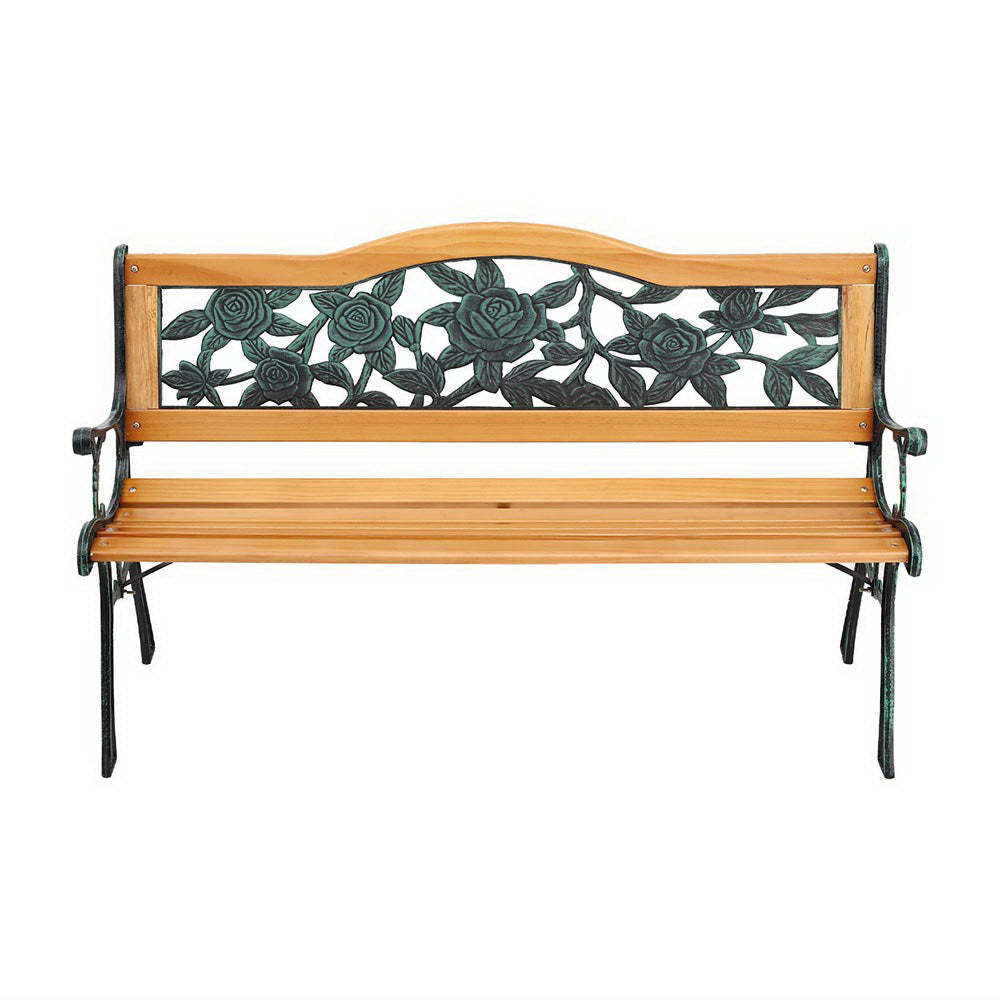 Gardeon Outdoor Garden Bench Seat 126cm Wooden Cast Iron 3 Seater Patio Furniture 3