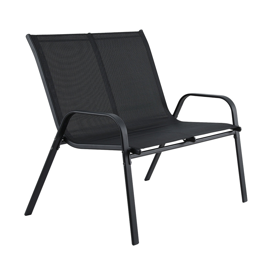 Gardeon Garden Bench Seat Steel Outdoor Patio Park Lounge Backyard Chair Black 4
