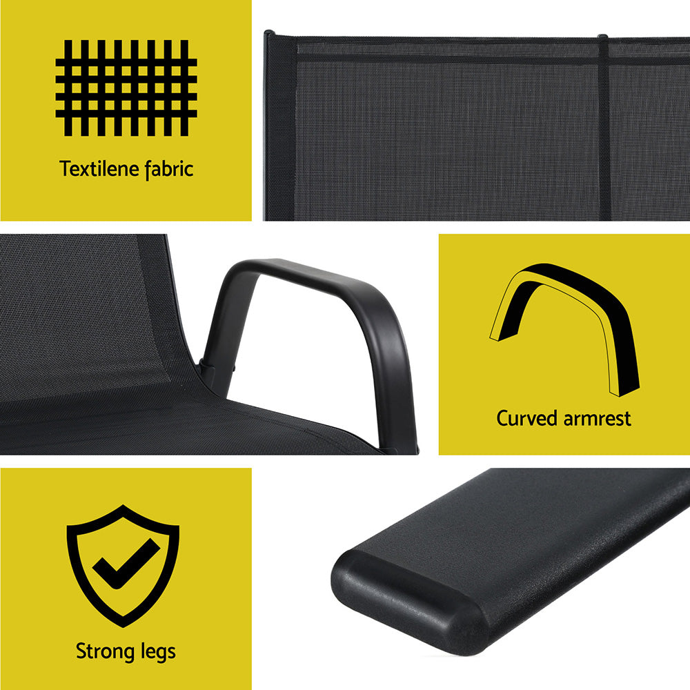 Gardeon Garden Bench Seat Steel Outdoor Patio Park Lounge Backyard Chair Black 6
