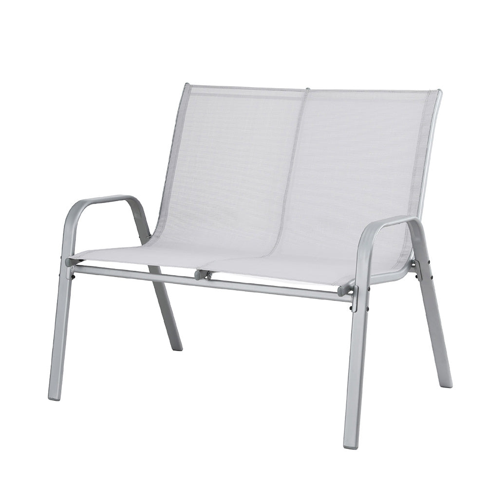 Gardeon Garden Bench Seat Steel Outdoor Patio Park Lounge Backyard Chair Grey