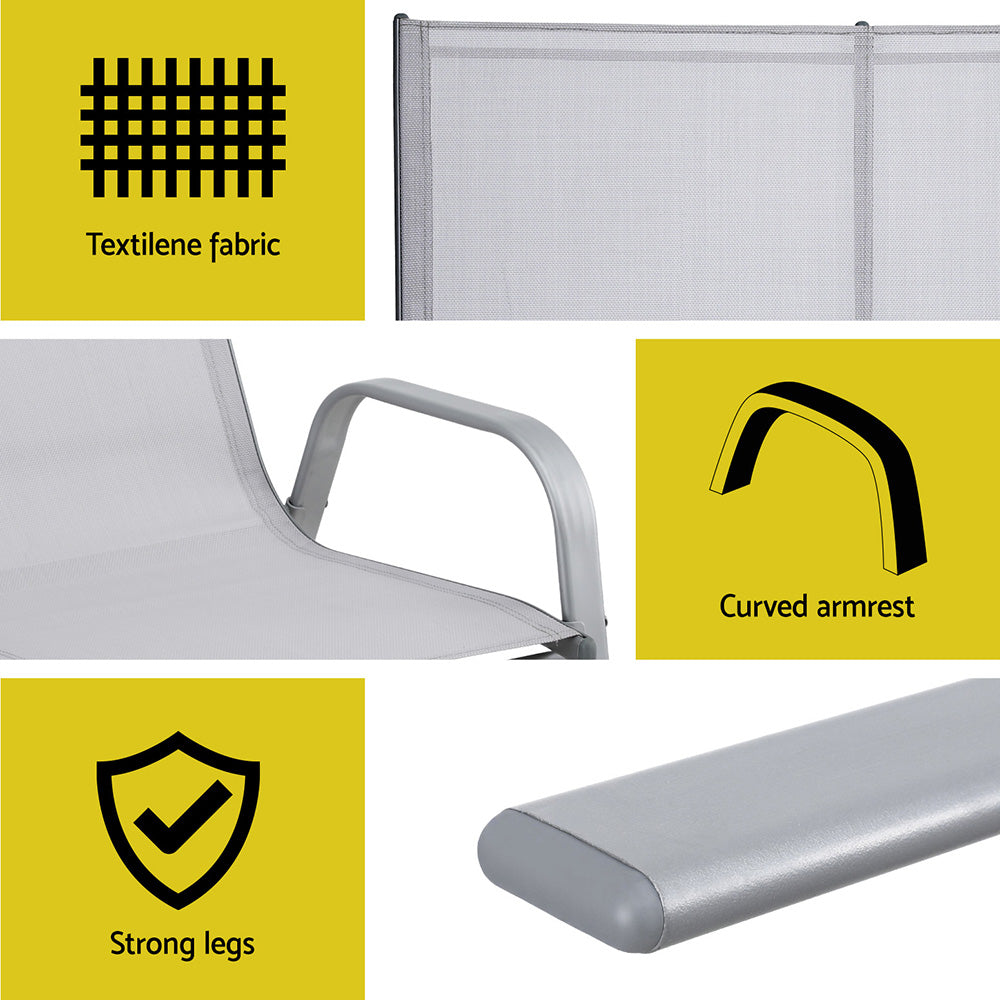 Gardeon Garden Bench Seat Steel Outdoor Patio Park Lounge Backyard Chair Grey 6