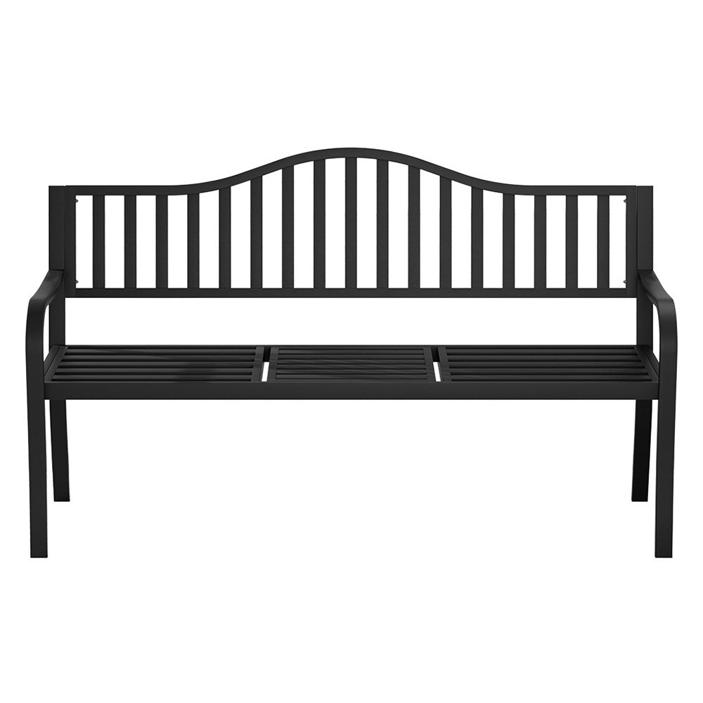 Gardeon Outdoor Garden Bench Seat Loveseat Steel Foldable Table Patio Furniture Black 3