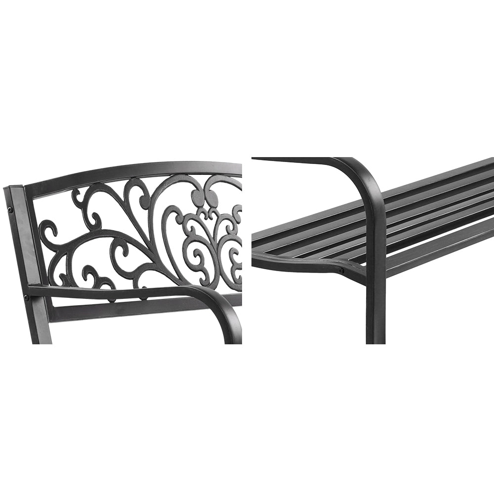 Gardeon Outdoor Garden Bench Seat Steel Outdoor Furniture 3 Seater Park Black 3