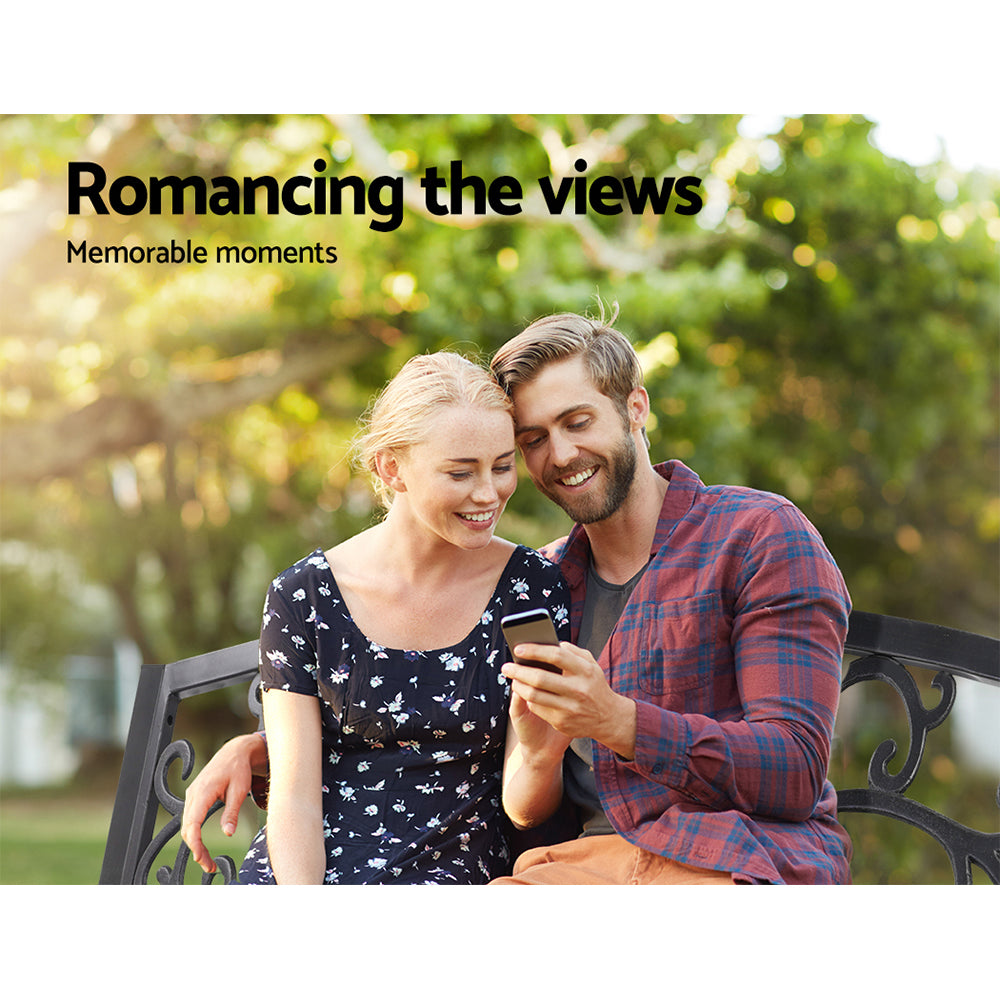 Gardeon Outdoor Garden Bench Seat Steel Outdoor Furniture 3 Seater Park Black 6