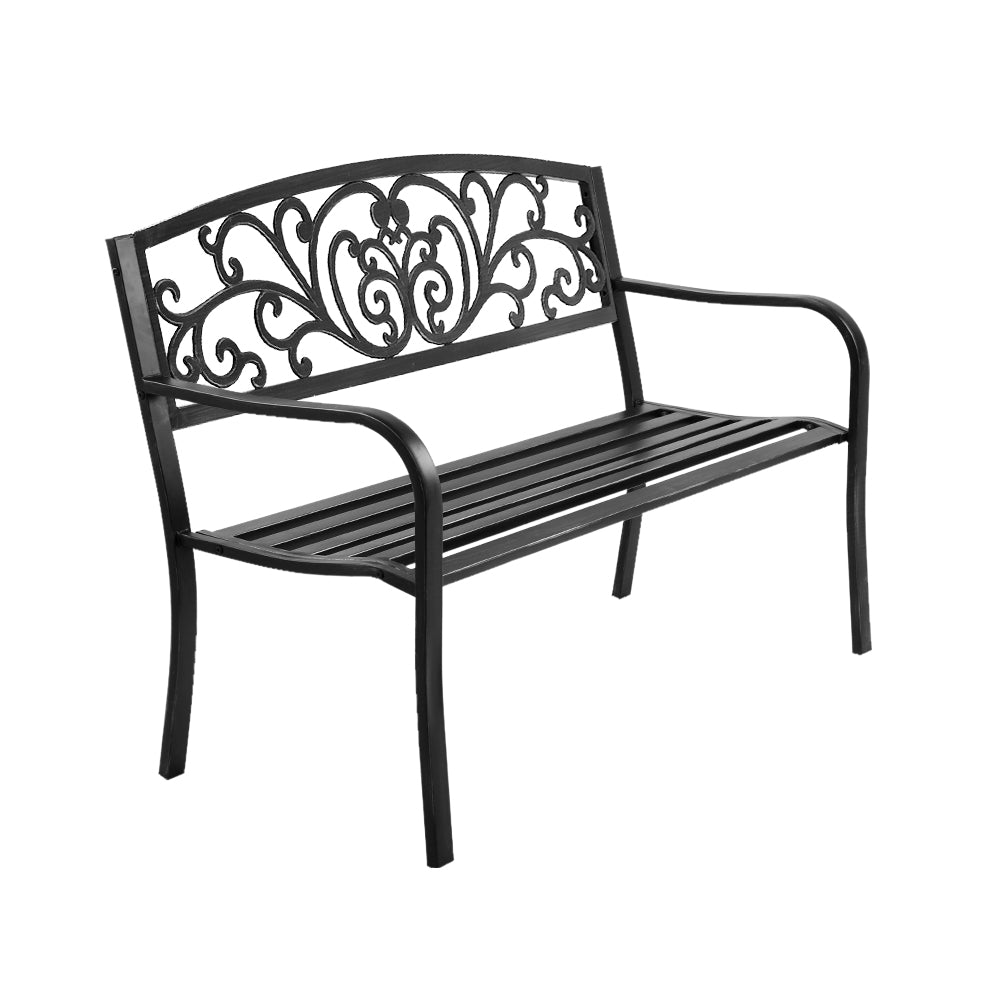 Gardeon Outdoor Garden Bench Seat Steel Outdoor Furniture 3 Seater Park Black 8