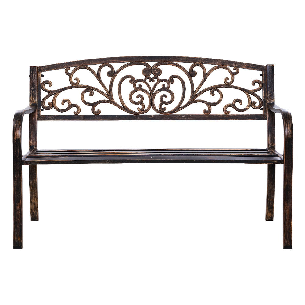 Gardeon Outdoor Garden Bench Seat Steel Outdoor Furniture 3 Seater Park Bronze 3
