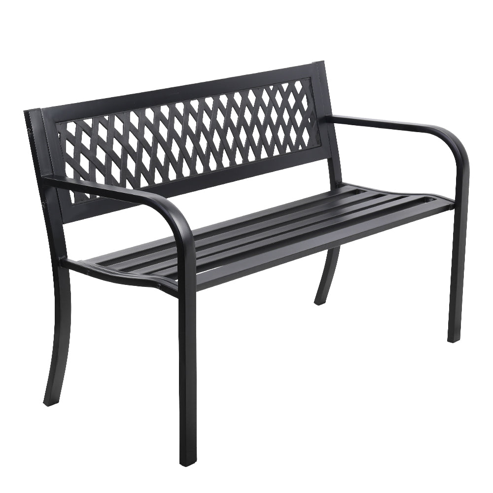 Gardeon Outdoor Garden Bench Seat Steel Outdoor Furniture 2 Seater Park Black 8
