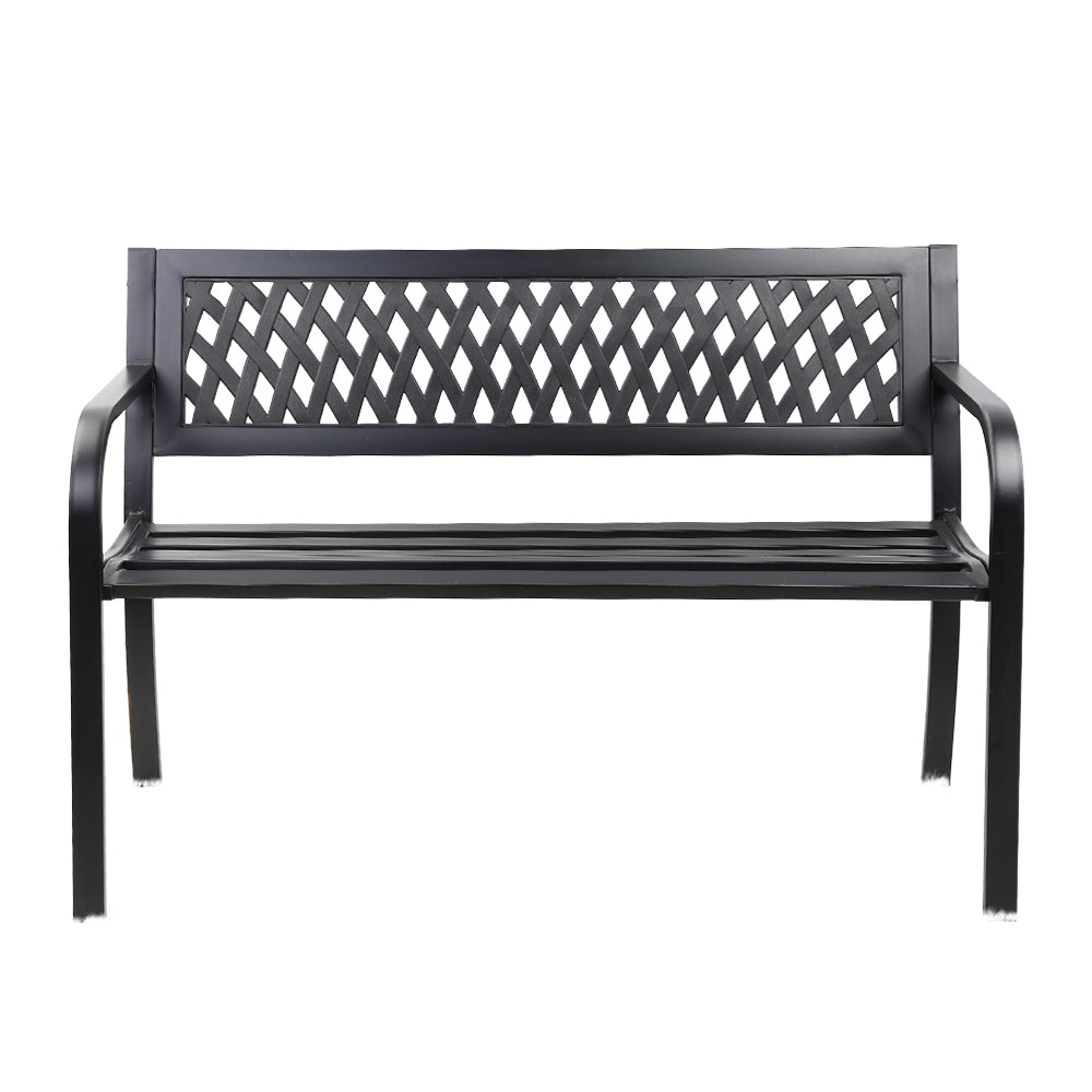 Gardeon Outdoor Garden Bench Seat Steel Outdoor Furniture 2 Seater Park Black 3