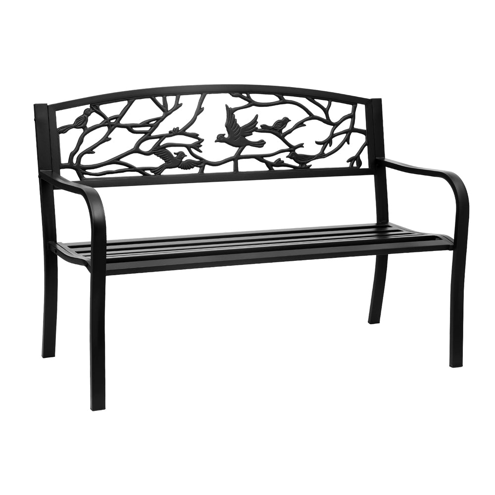 Gardeon Outdoor Bench Seat Garden Steel Outdoor Furniture 3 Seater Park Black 3