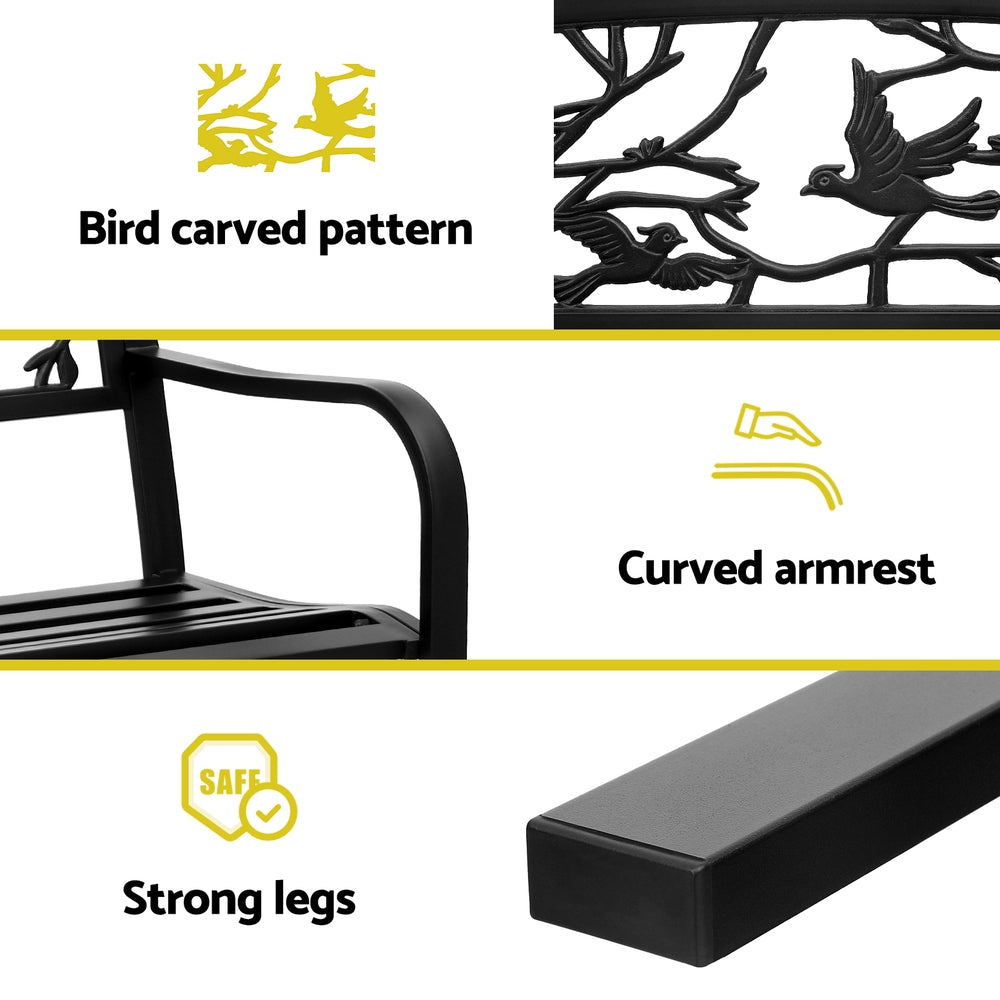 Gardeon Outdoor Bench Seat Garden Steel Outdoor Furniture 3 Seater Park Black 5