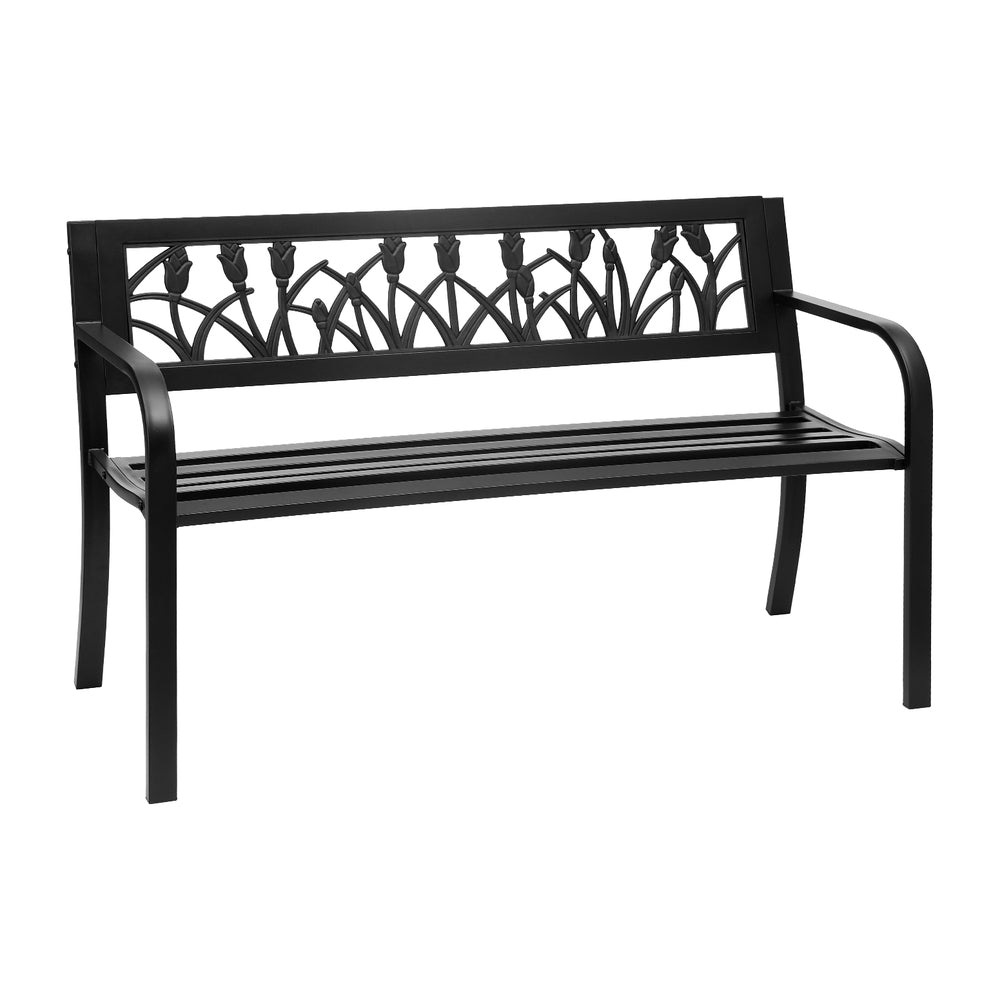 Gardeon Outdoor Garden Bench Seat Outdoor Furniture Steel 2 Seater Park Black 3