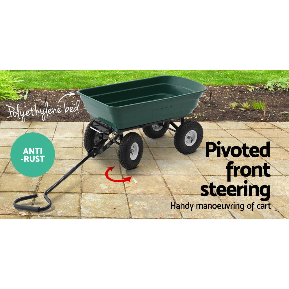 Gardeon Garden Cart Dump 270kg Hand Trailer Trolley Wagon Wheelbarrow Pull 75L 4