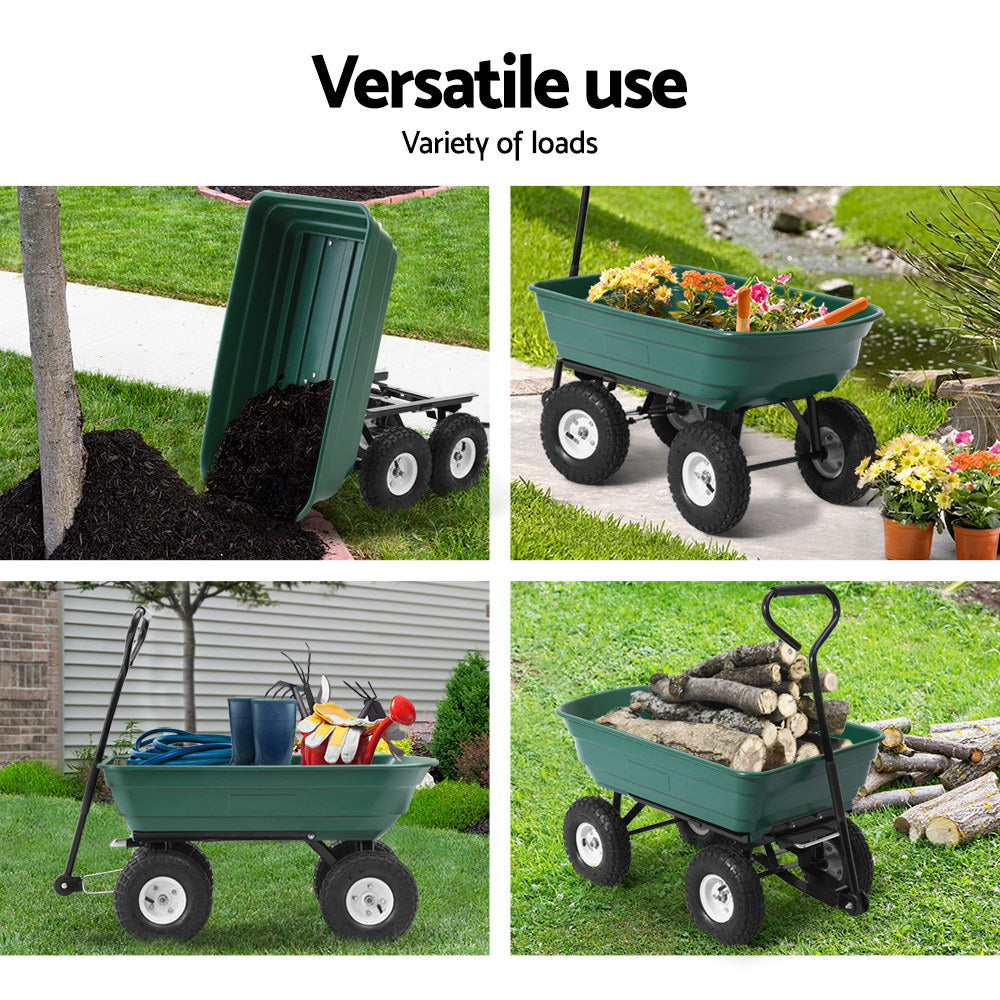 Gardeon Garden Cart Dump 270kg Hand Trailer Trolley Wagon Wheelbarrow Pull 75L 6