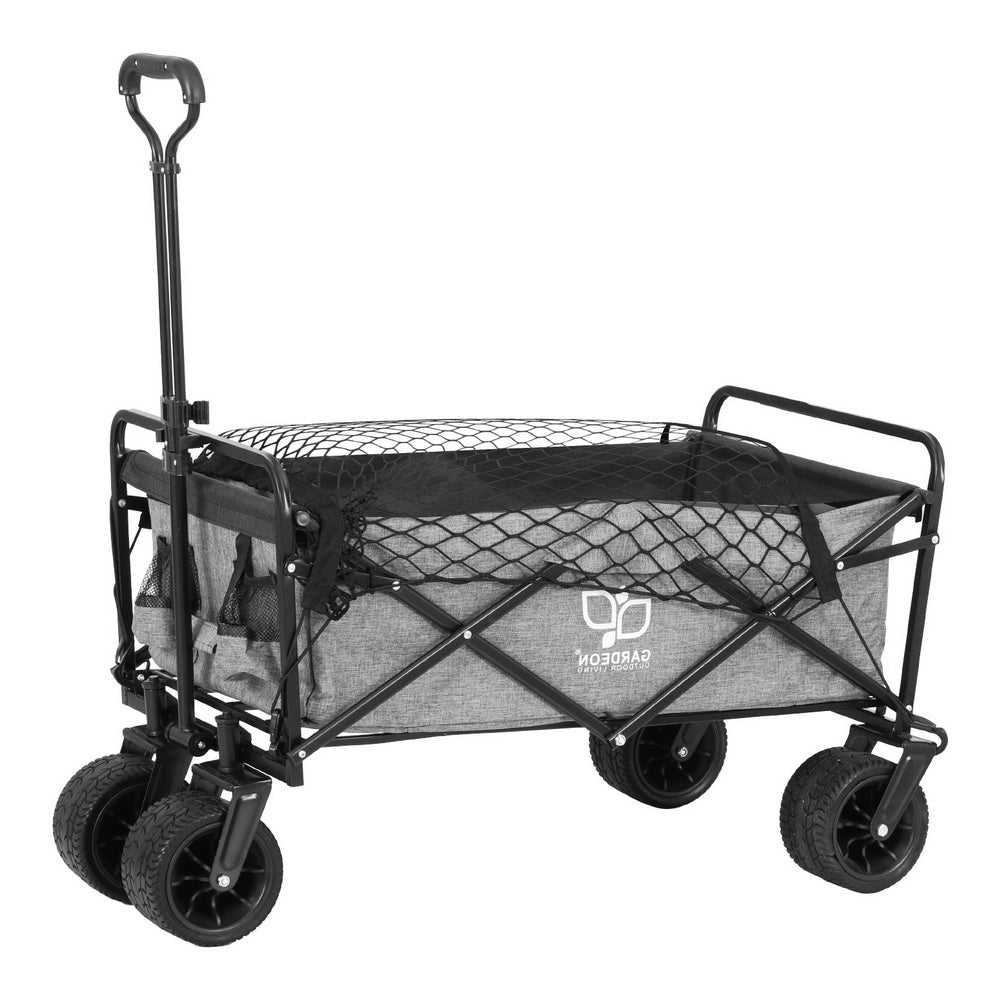 Gardeon Garden Cart with Cargo Net Grey 4