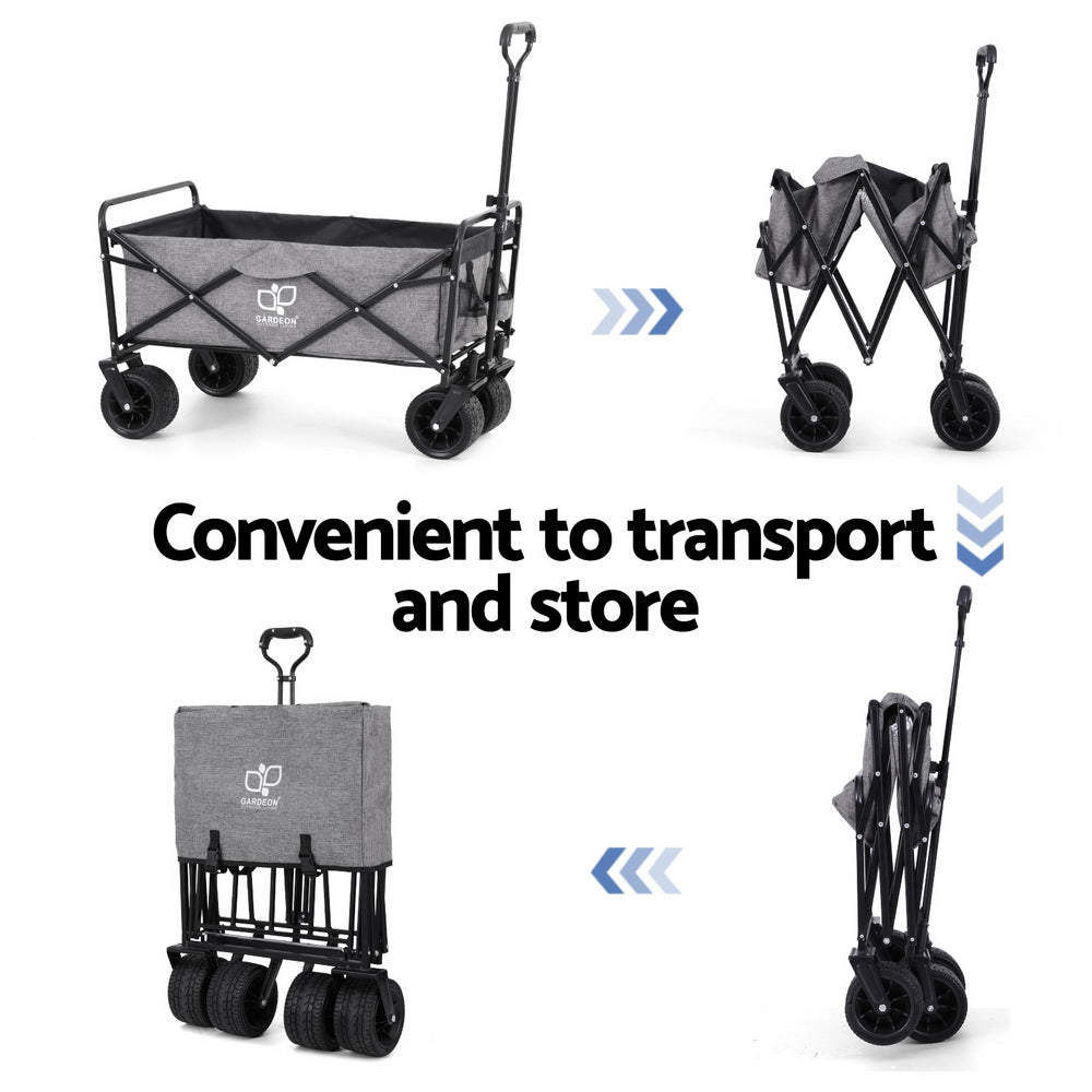 Gardeon Garden Cart with Cargo Net Grey 6