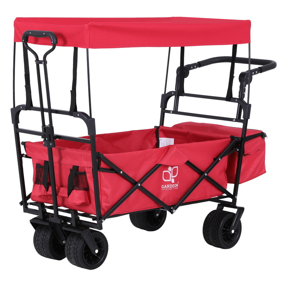 Gardeon Garden Cart with Removable Canopy Red 4