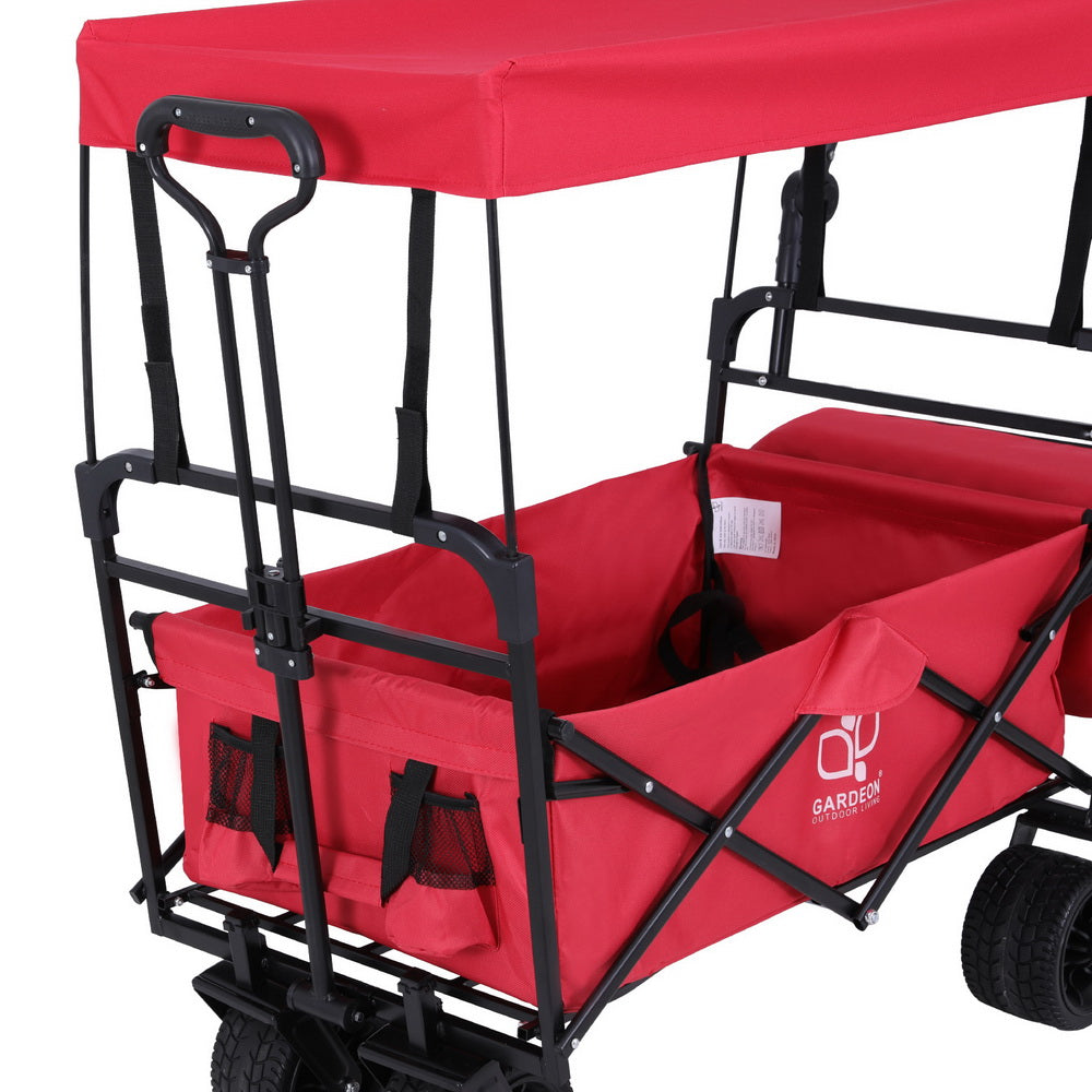 Gardeon Garden Cart with Removable Canopy Red 5