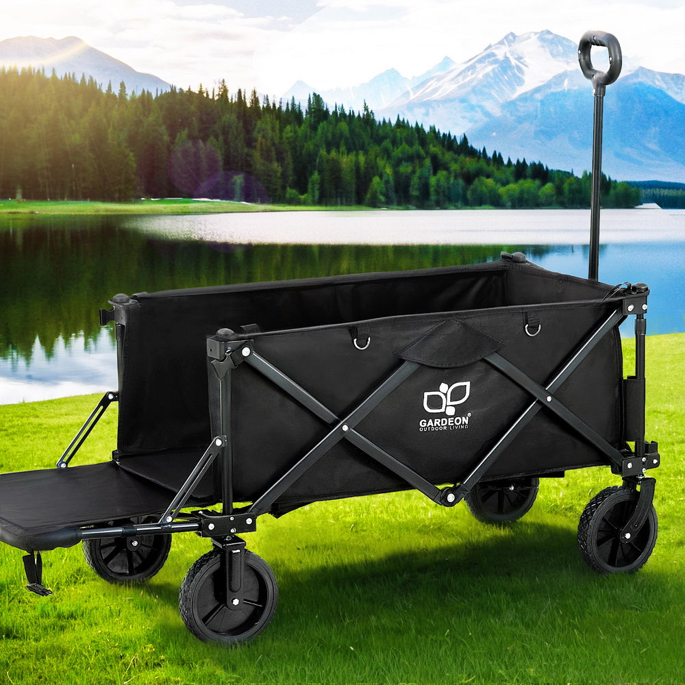 Gardeon Garden Cart with Opening Rear Black 7