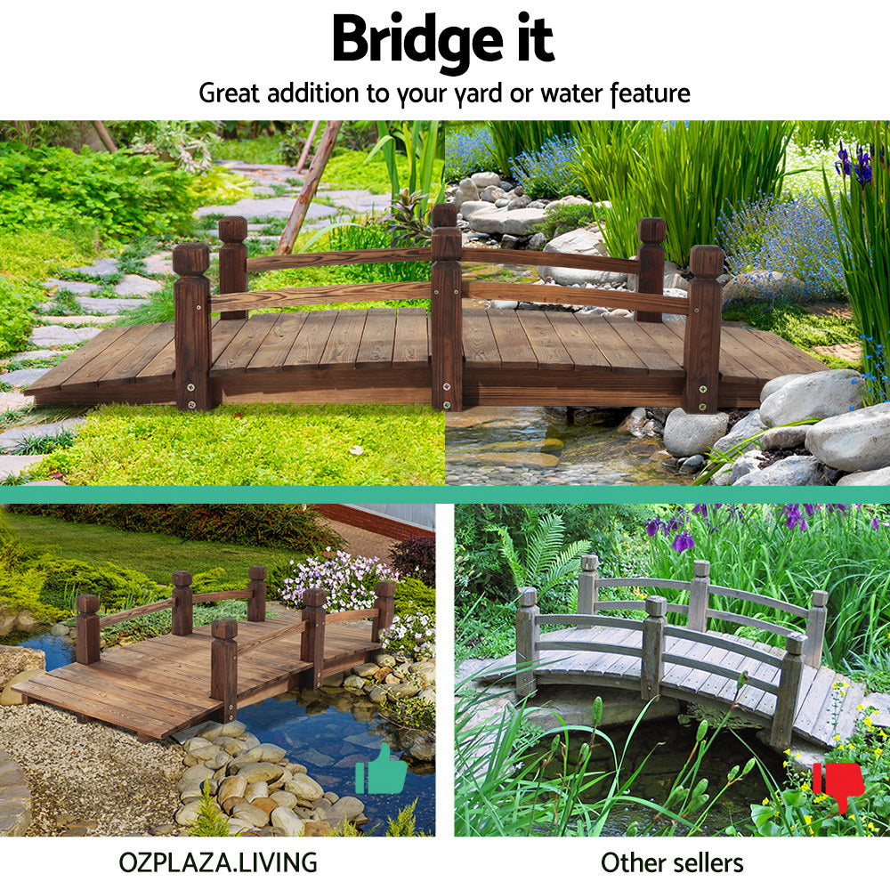 Gardeon Garden Decor Outdoor Ornament Wooden Bridge 160cm 3