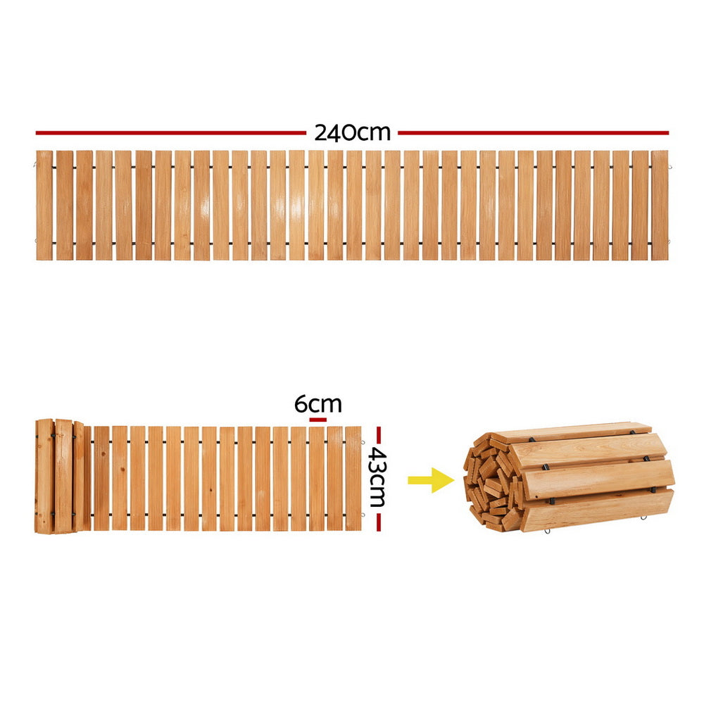Gardeon 8FT Wooden Garden Pathway Roll-Out Straight Walkway Outdoor Backyard Brown 3