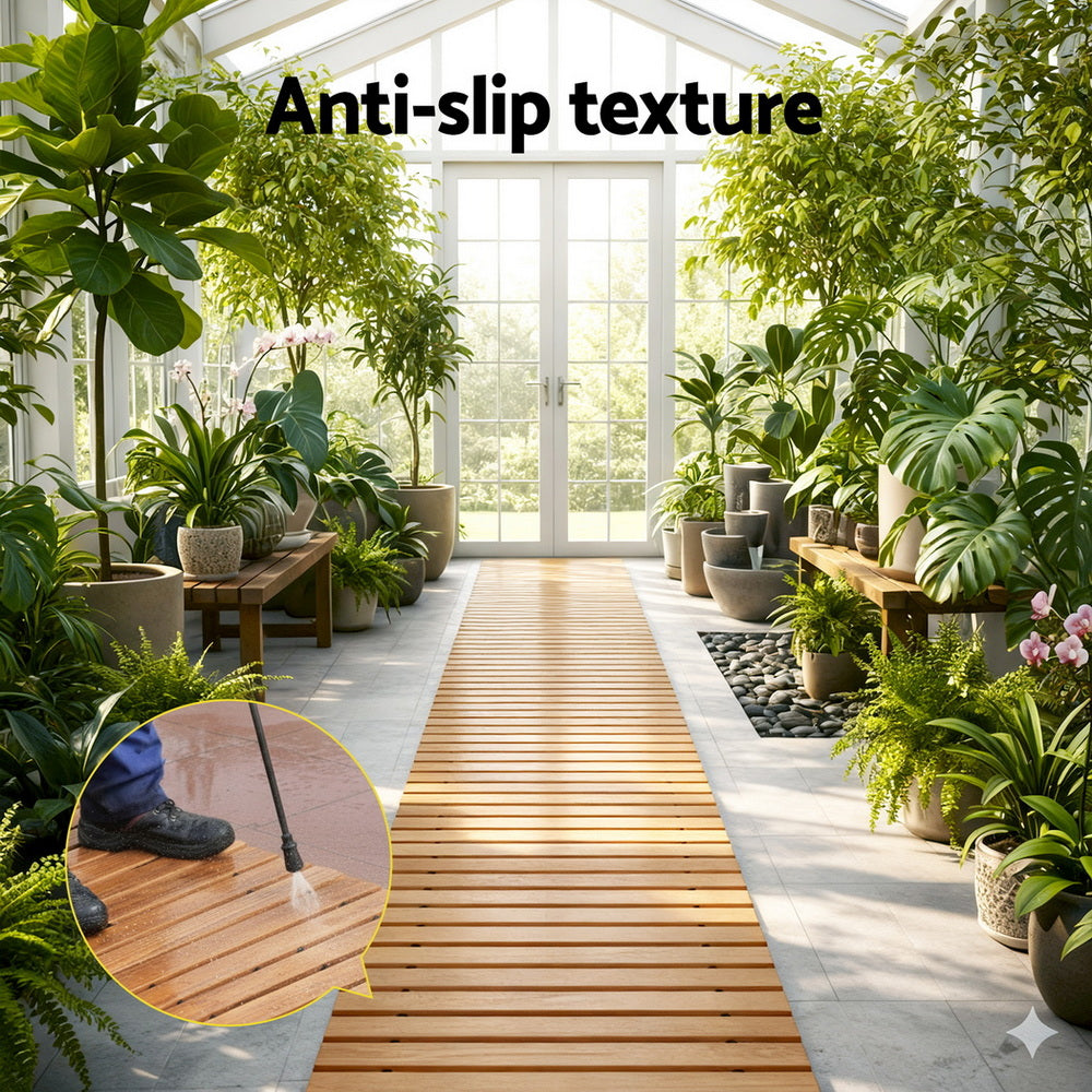 Gardeon 8FT Wooden Garden Pathway Roll-Out Straight Walkway Outdoor Backyard Brown 7