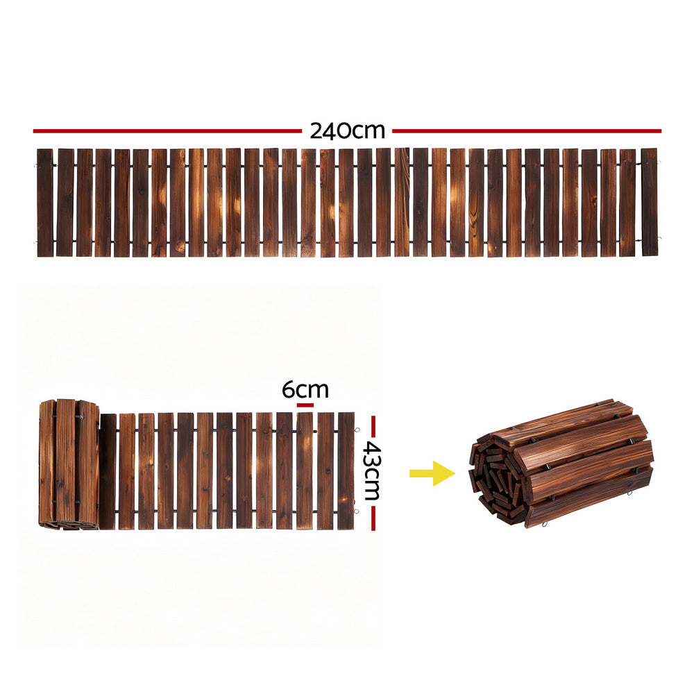 Gardeon 8FT Wooden Garden Pathway Roll-Out Straight Walkway Outdoor Backyard Charcoal Brown 3