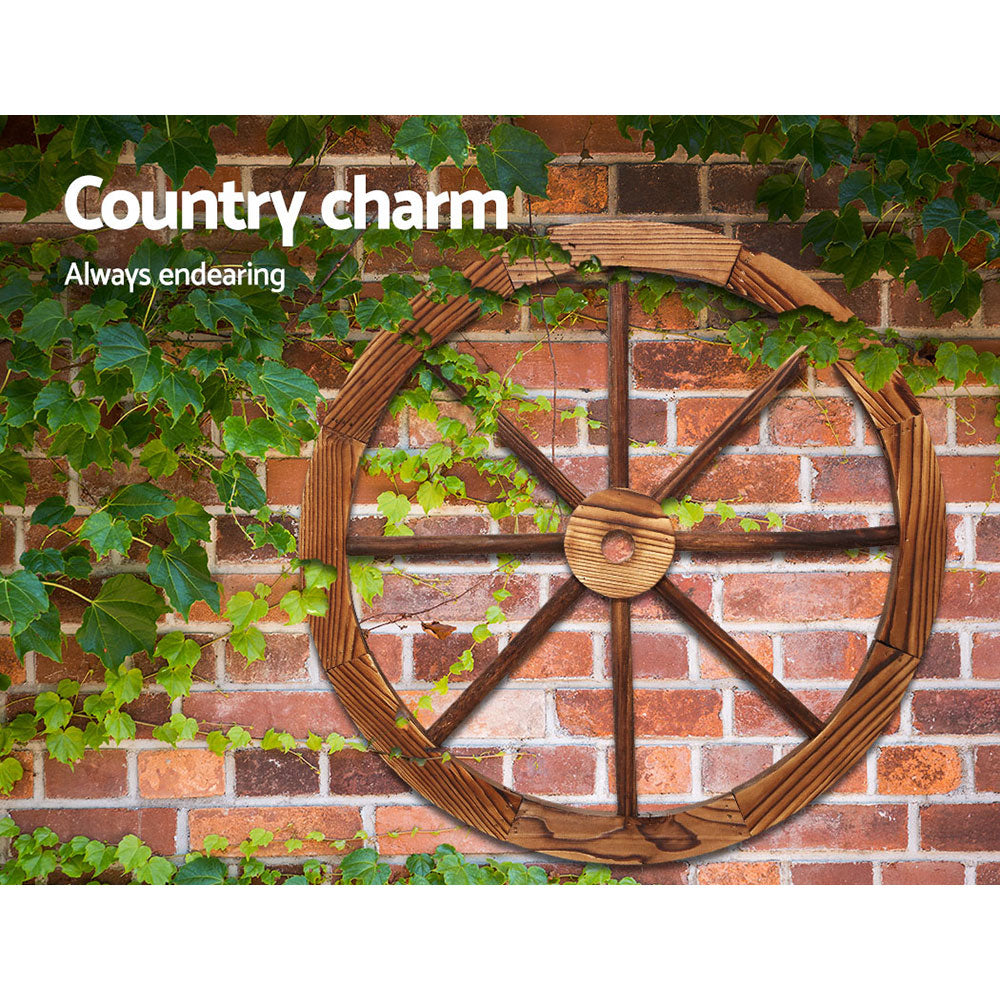 Gardeon Garden Decor Outdoor Ornament 2X Wooden Wagon Wheel 3