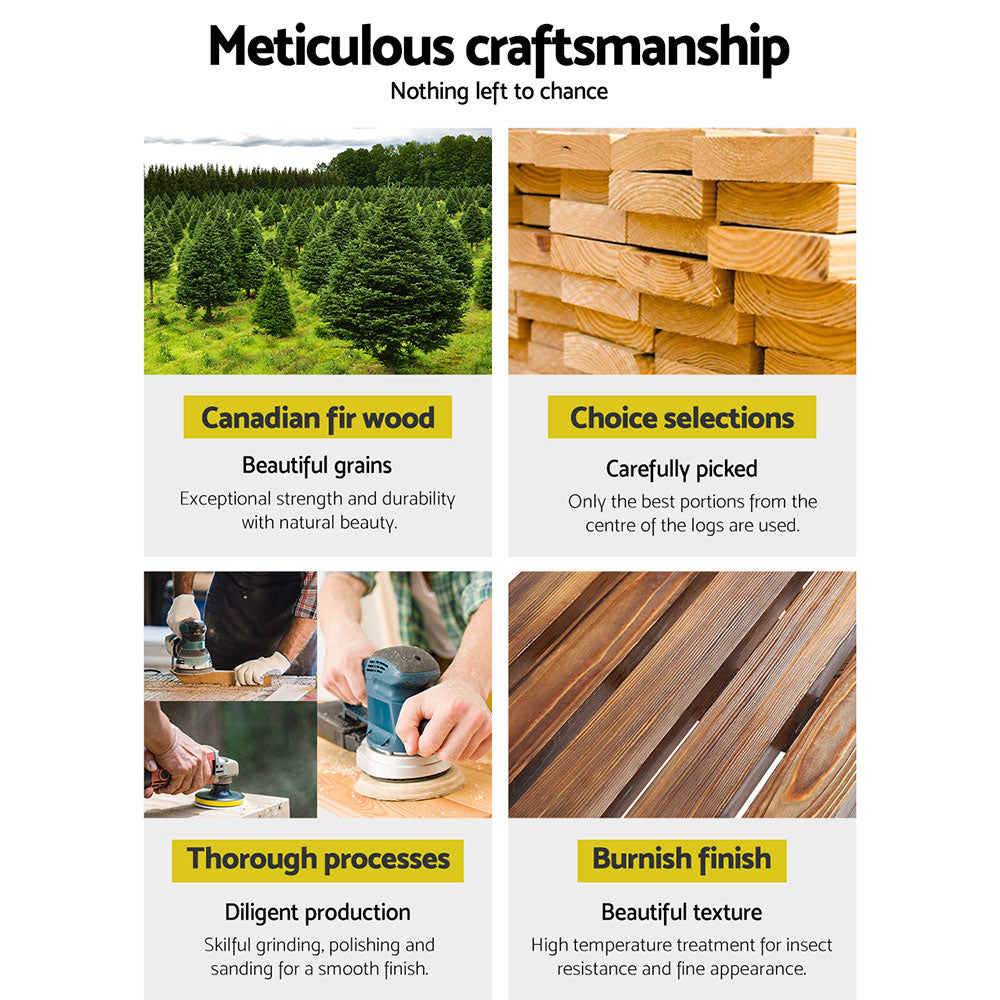 Gardeon Garden Decor Plant Stand Outdoor Ornament Wooden Wagon Wheel 80cm 5