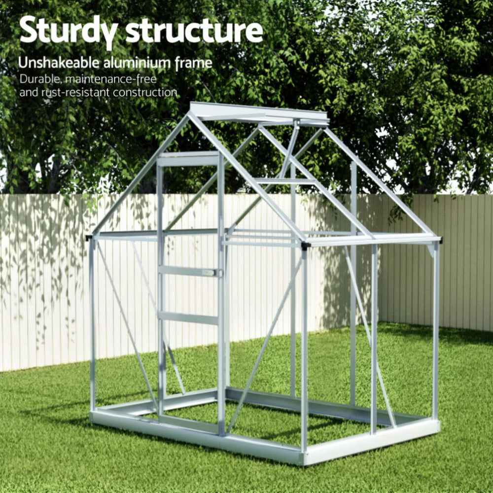 Green Fingers Greenhouse Aluminium Polycarbonate Premium Garden Storage Shed 1.3Mx1.9Mx2.0M 5