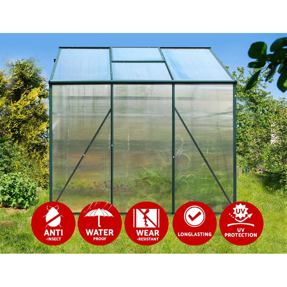 Green Fingers Greenhouse 1.9x1.9x1.83M Aluminium Polycarbonate Green House Garden Shed 4