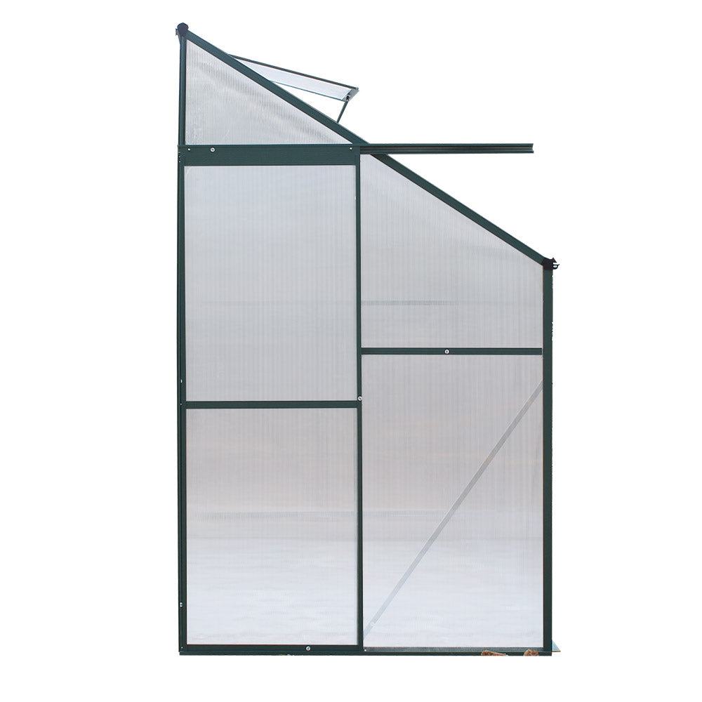 Green Fingers Greenhouse 2.52x1.27x2.13M Lean-to Aluminium Polycarbonate Green House Garden Shed 3