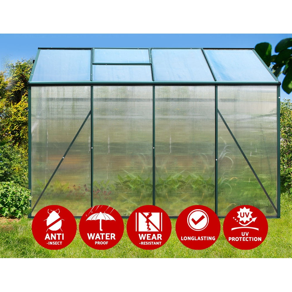 Green Fingers Greenhouse 2.52x1.9x1.83M Aluminium Polycarbonate Green House Garden Shed 4