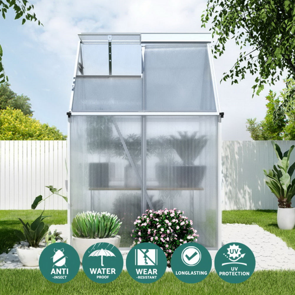 Green Fingers Greenhouse Aluminium Polycarbonate Premium Garden Storage Shed 3.1Mx1.9Mx2.0M 4