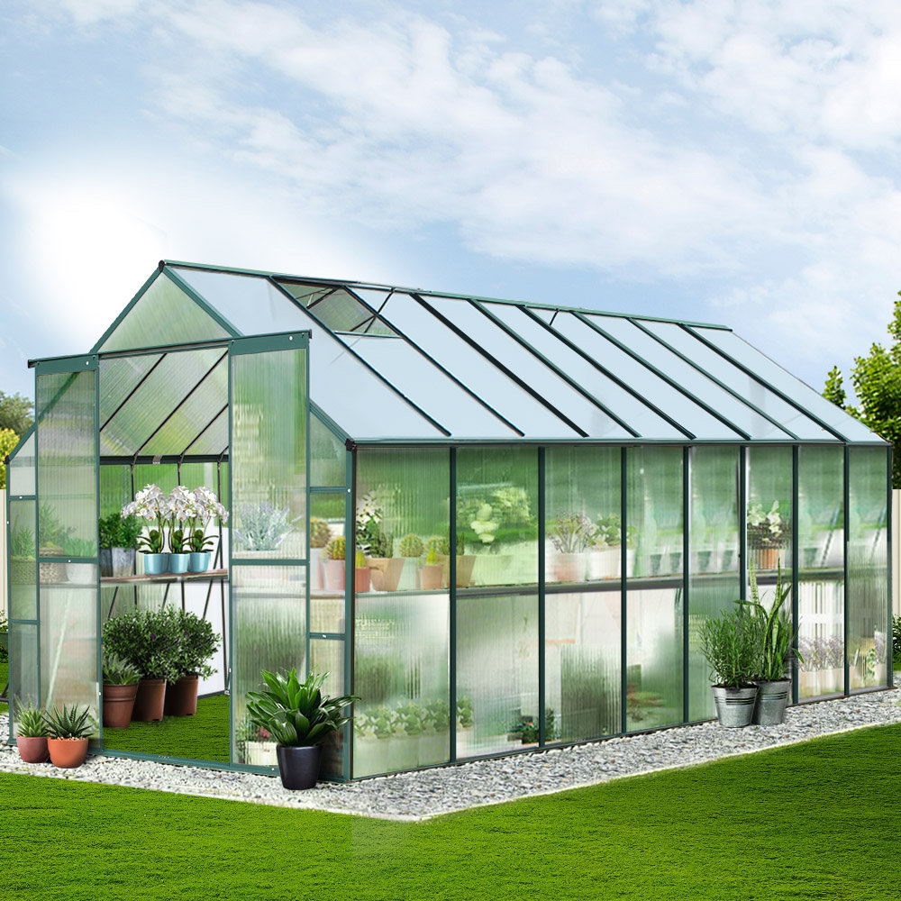 Green Fingers Greenhouse 5.1x2.44x2.1M Aluminium Polycarbonate Green House Garden Shed 8