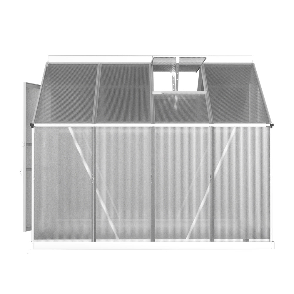 Green Fingers Greenhouse 2.42x1.9x1.95M Aluminium Polycarbonate Green House Garden Shed 3