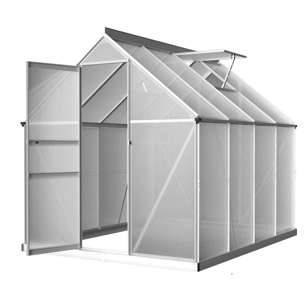 Green Fingers Greenhouse 2.42x1.9x1.95M Aluminium Polycarbonate Green House Garden Shed 4